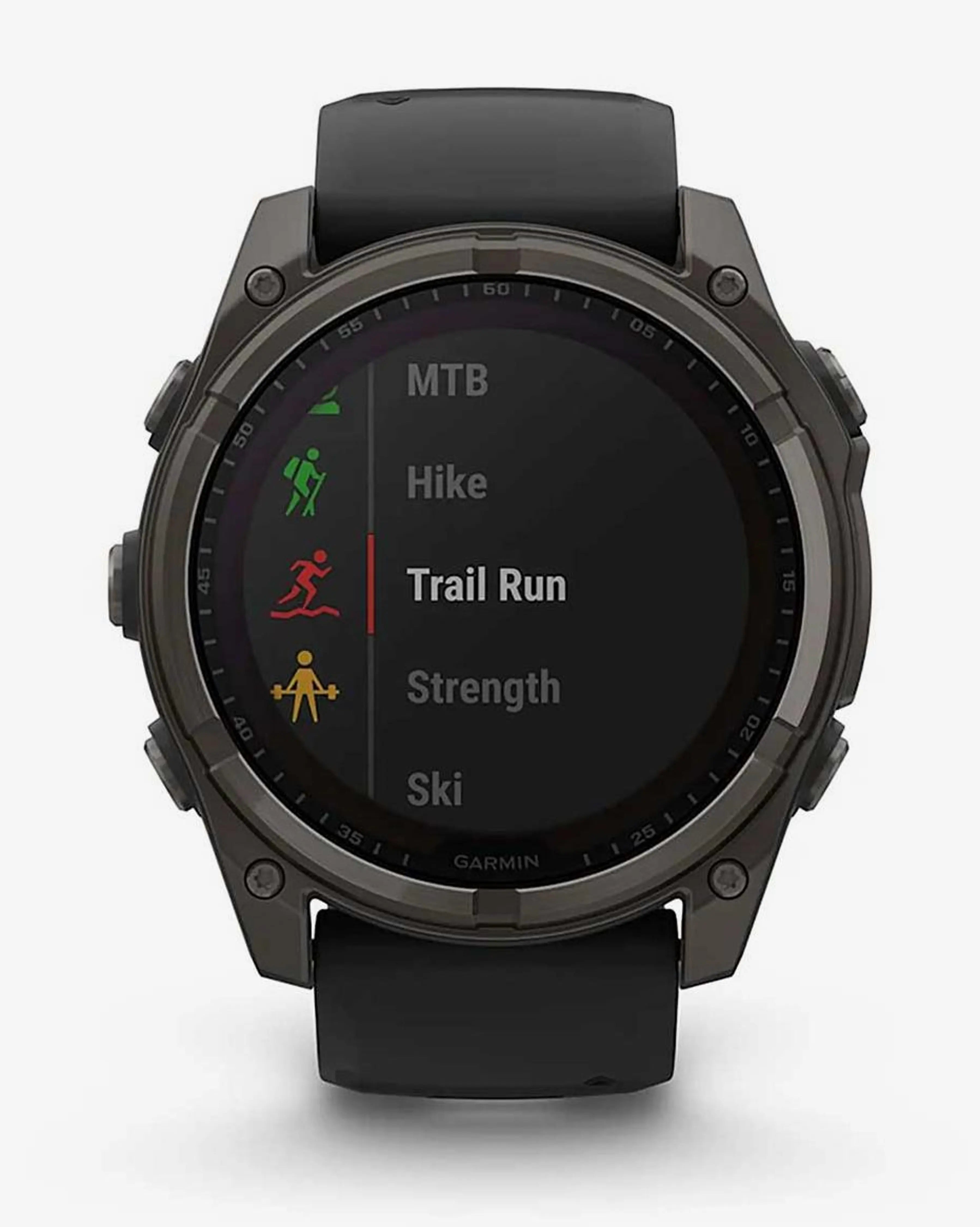 Garmin Fenix 8 Zafiro Solar 51 mm Titanio gris carbón correa negro