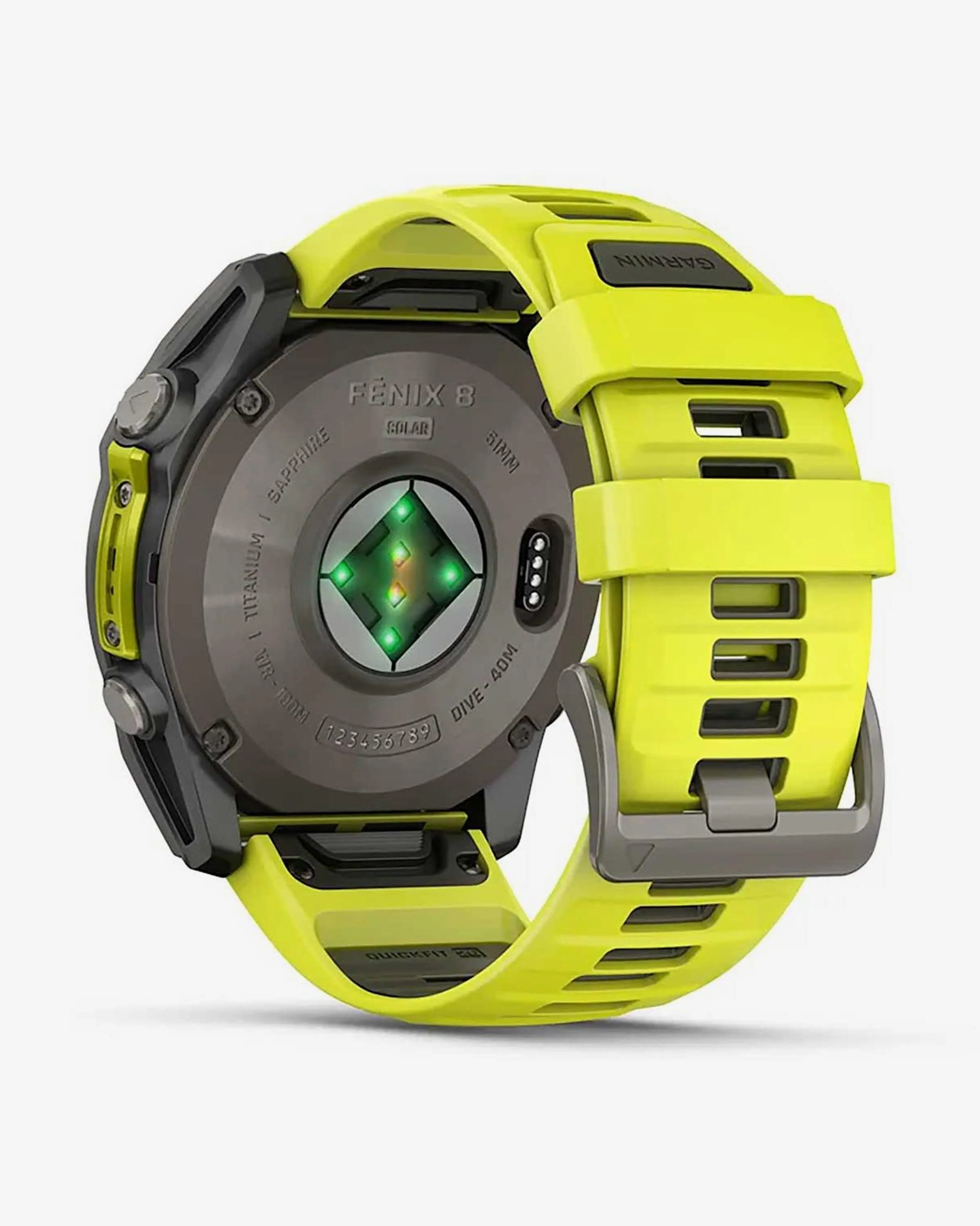 Garmin Fenix 8 Zafiro Solar 51 mm Titanio gris correa amarillo