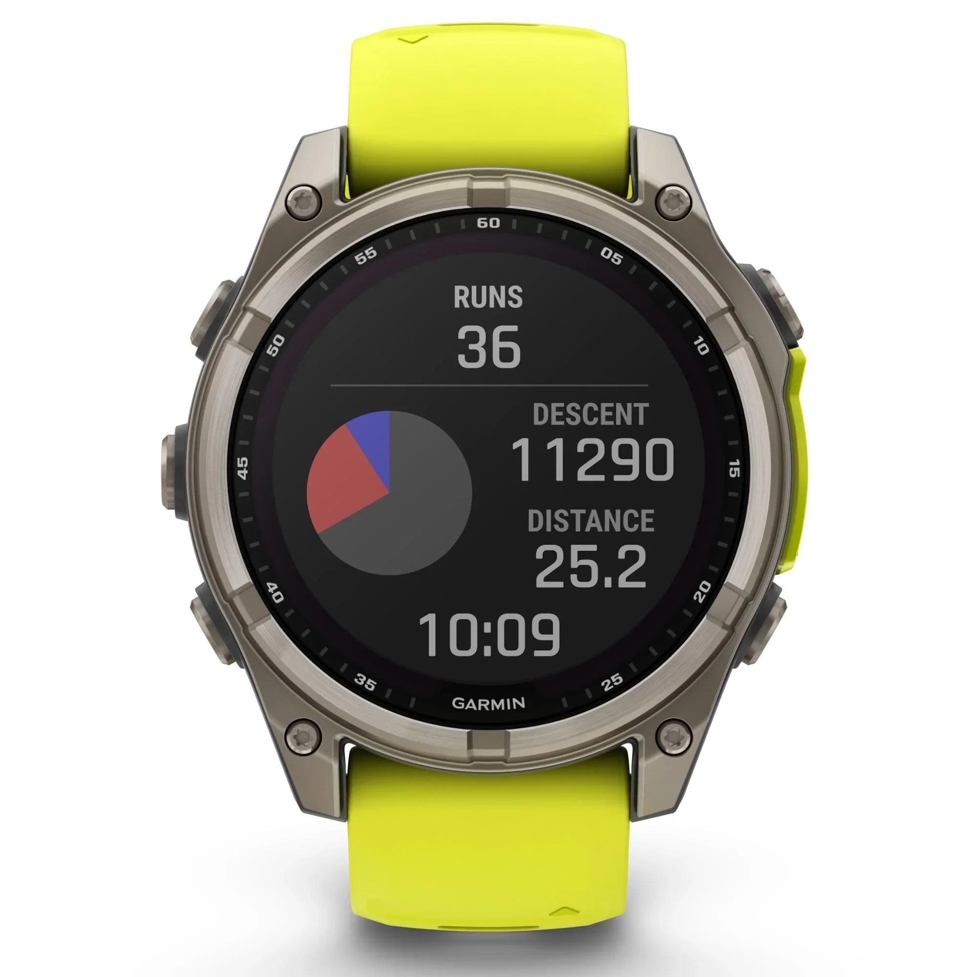 Reloj Garmin Fenix 8 Sapphire Solar Edition de titanio, correa de silicona amarilla/grafito, 47 mm