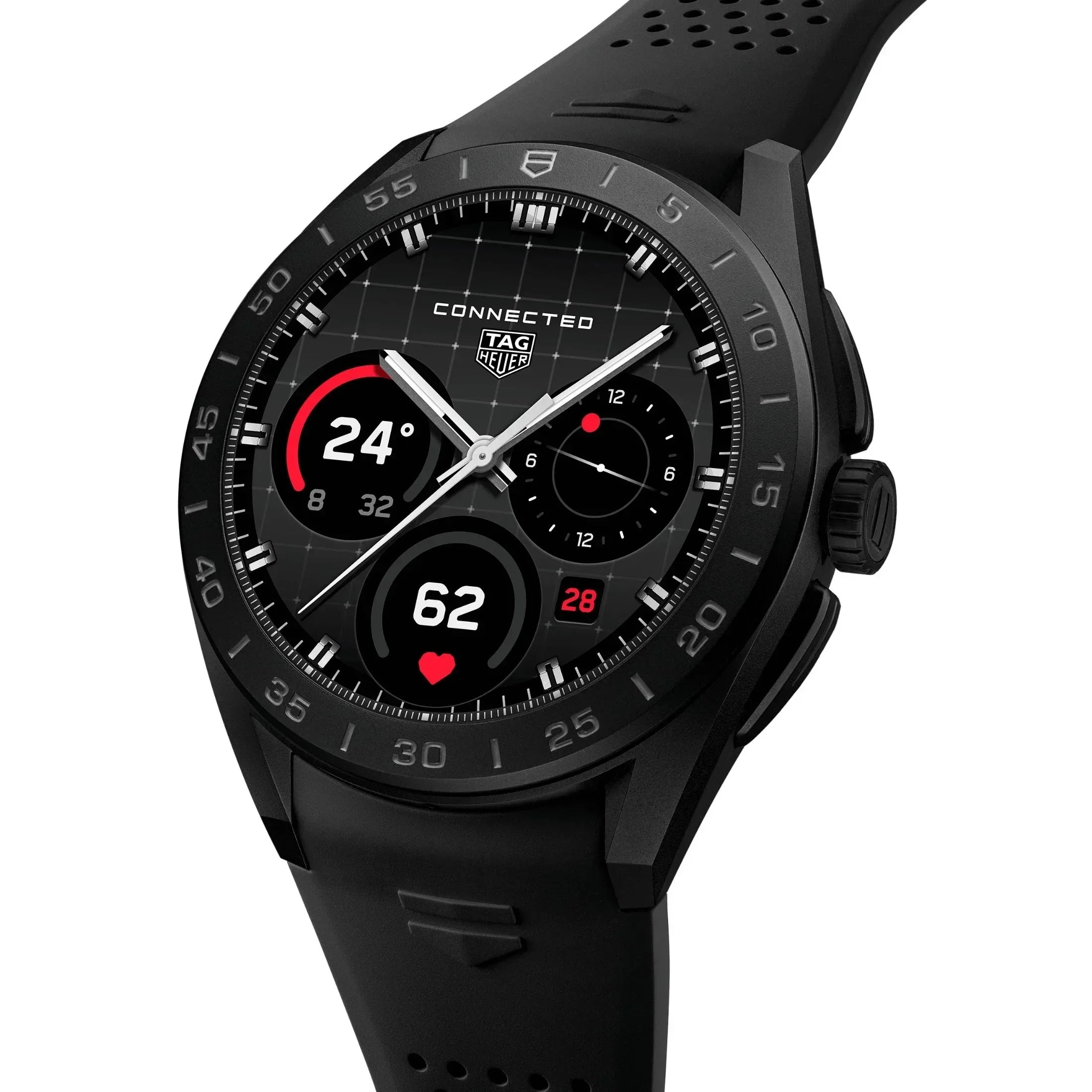 Reloj TAG Heuer Connected Calibre E5 – 45 mm – Titanio DLC – Correa de caucho negra