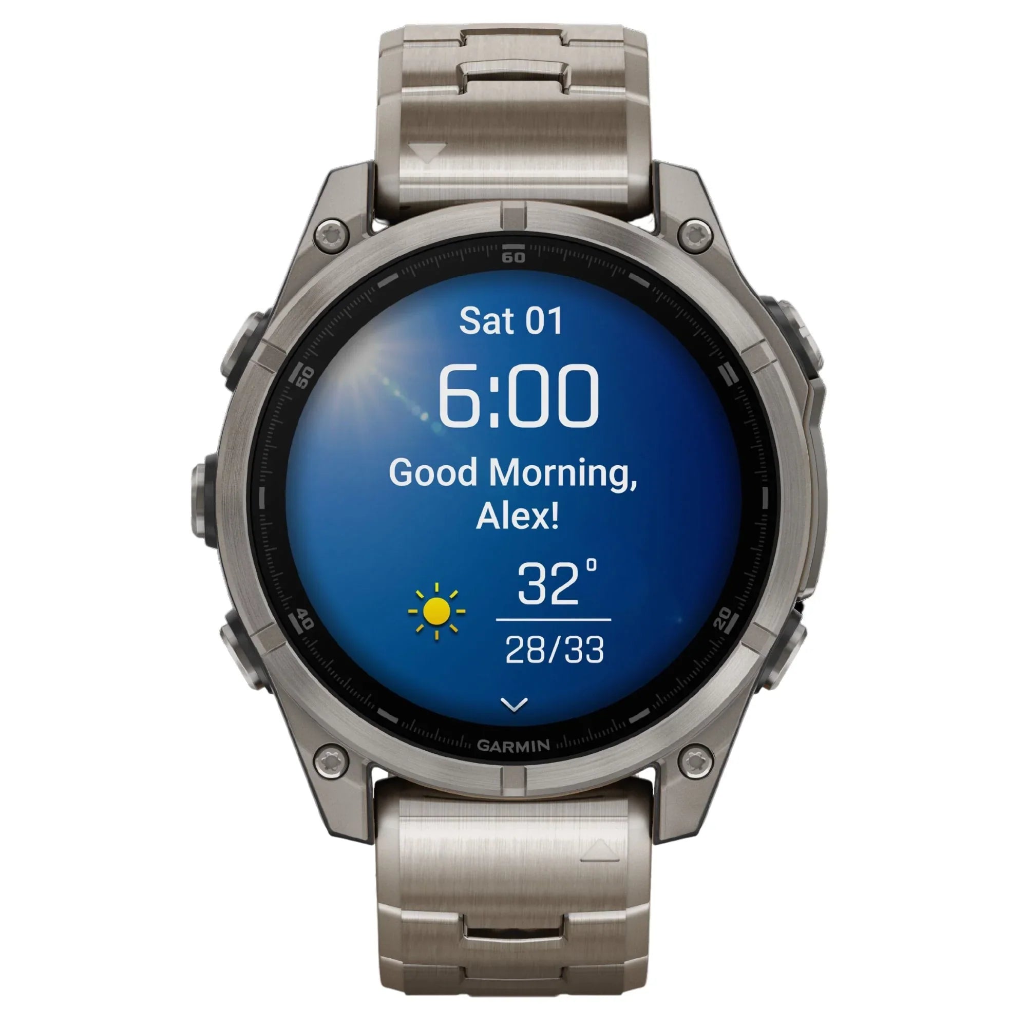 Reloj Garmin Fenix 8 AMOLED Zafiro Titanio con Correas de Titanio y Silicona Negra, 47 mm