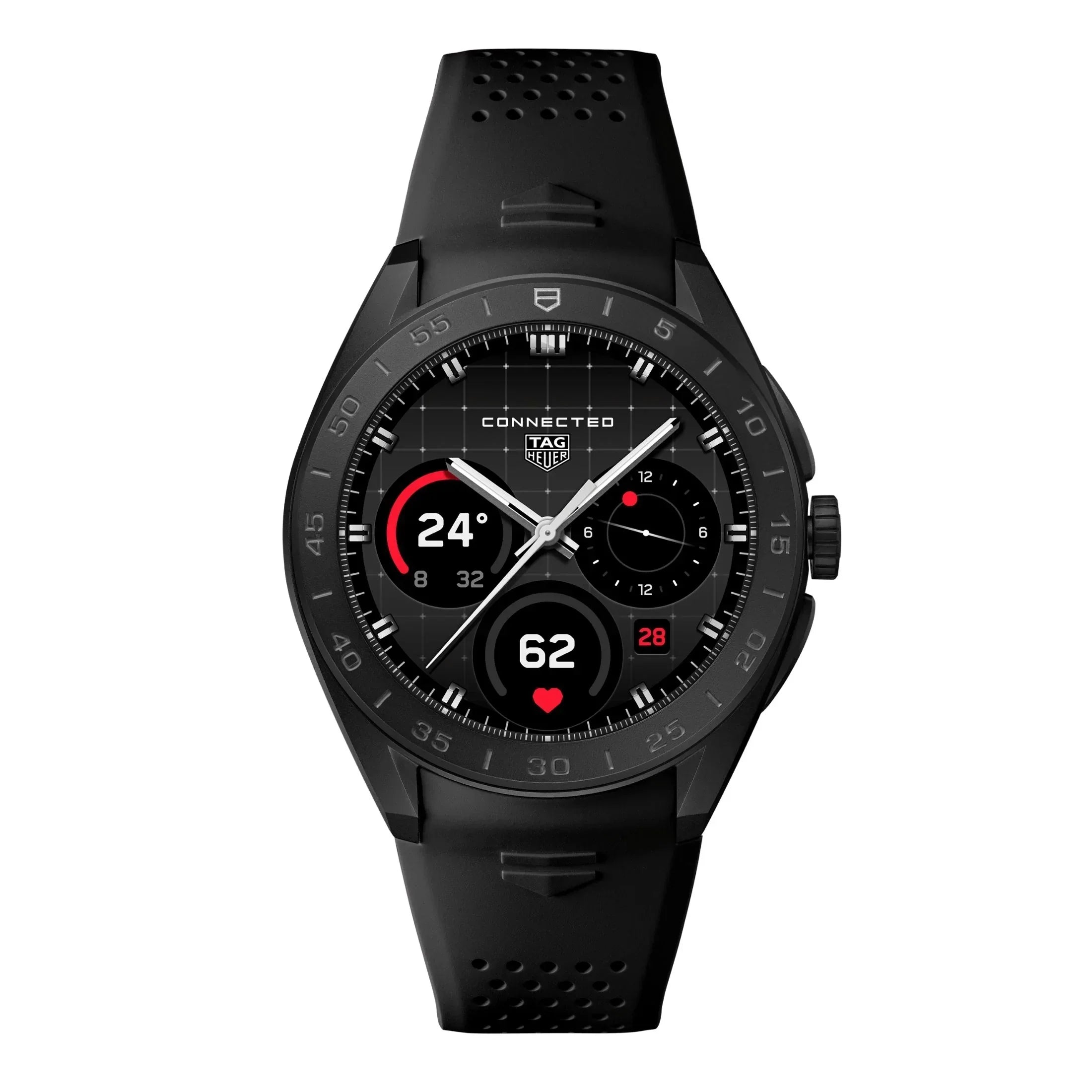 Reloj TAG Heuer Connected Calibre E5 – 45 mm – Titanio DLC – Correa de caucho negra