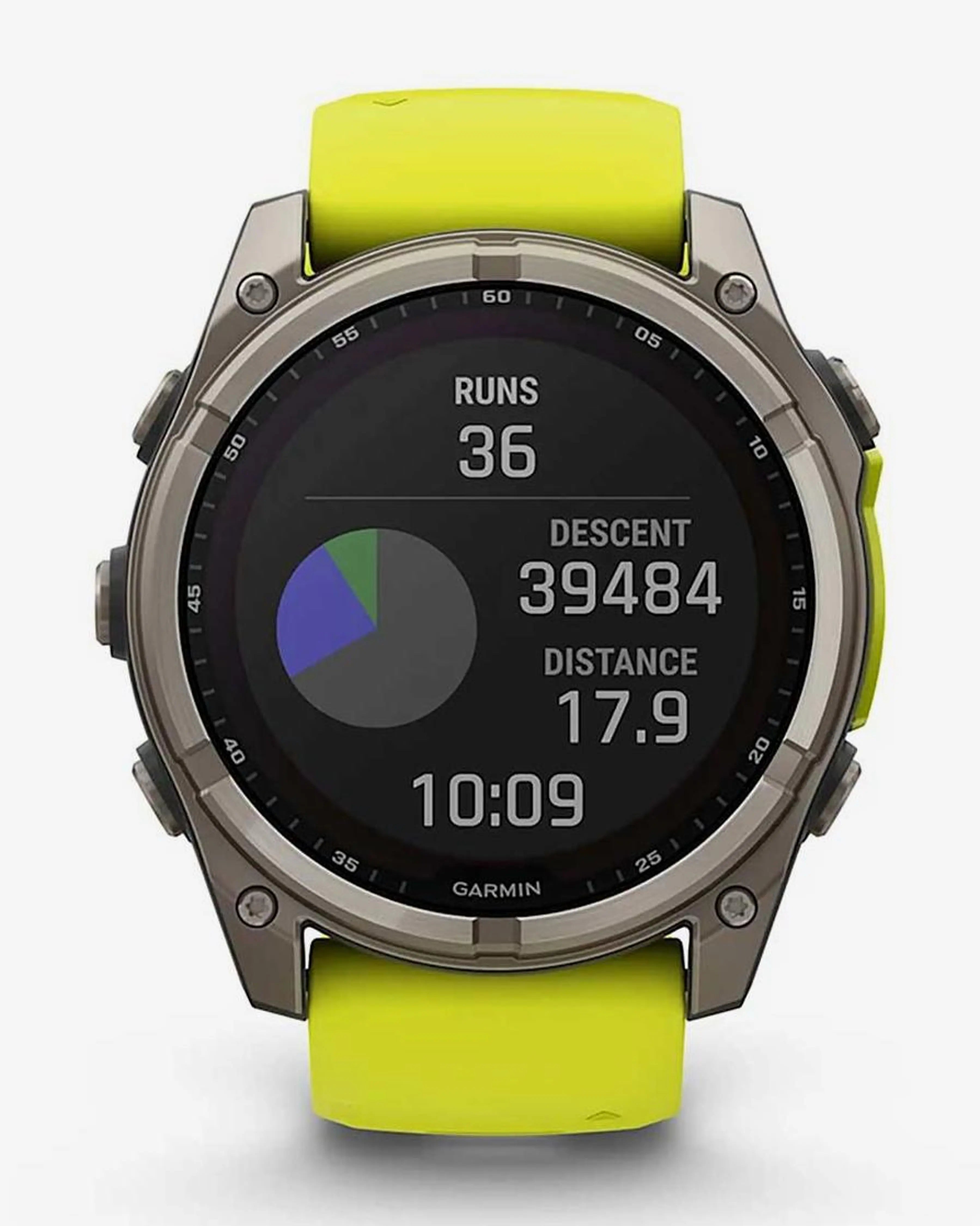 Garmin Fenix 8 Zafiro Solar 51 mm Titanio gris correa amarillo