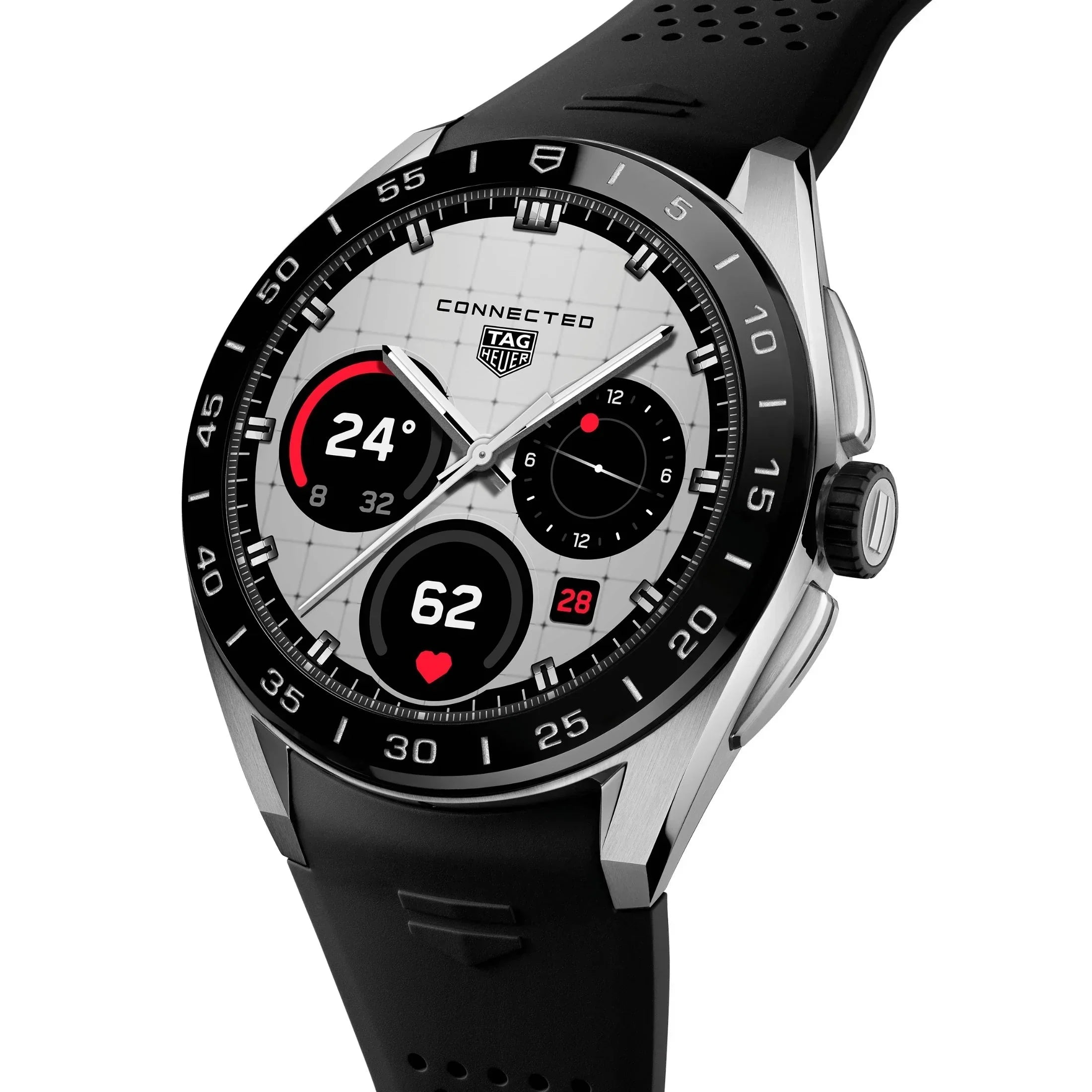 Reloj TAG Heuer Connected Calibre E5 – 45 mm – Acero – Correa de caucho negra