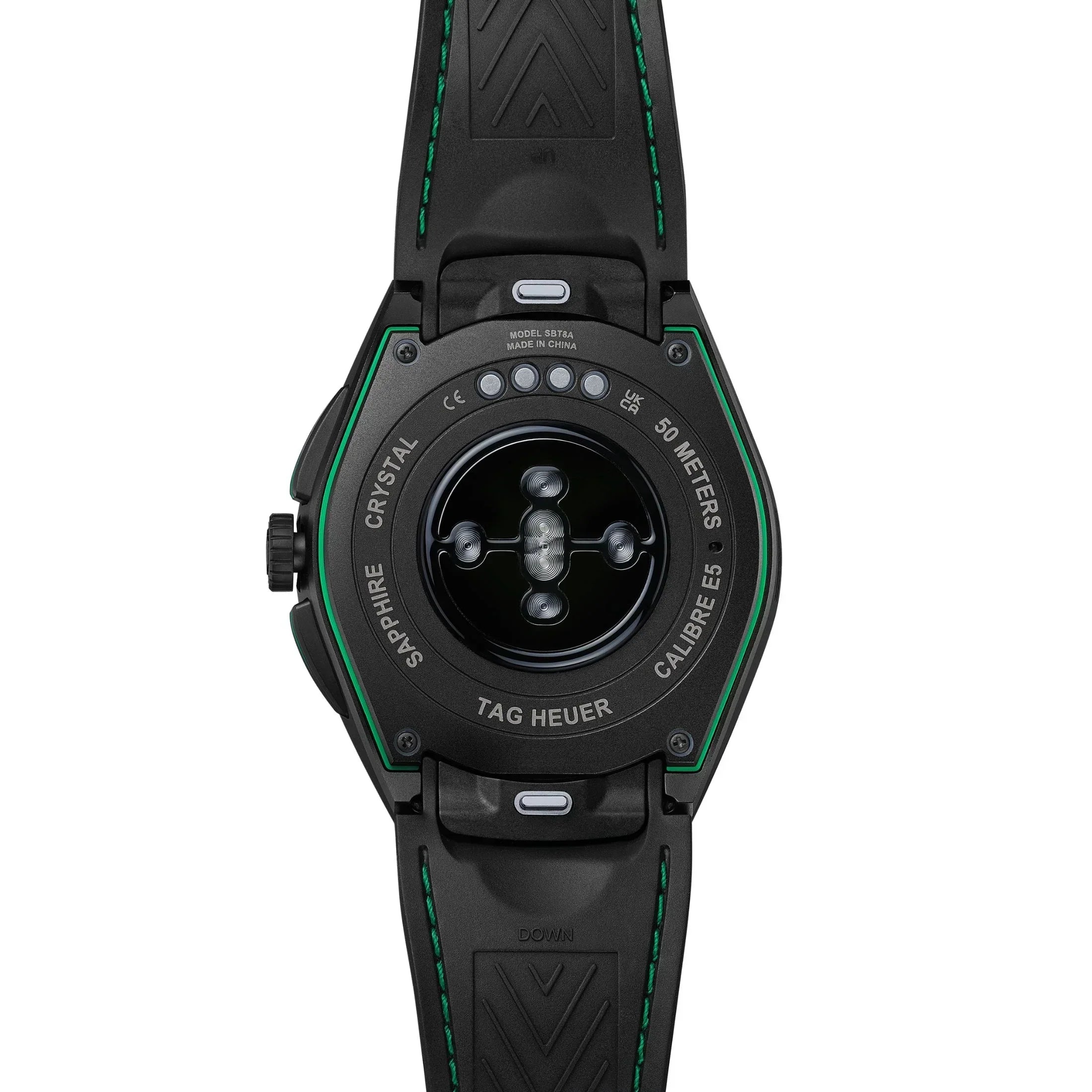 Reloj TAG Heuer Connected Calibre E5 Golf Edition – 45 mm – Titanio DLC – Correa de caucho blanca